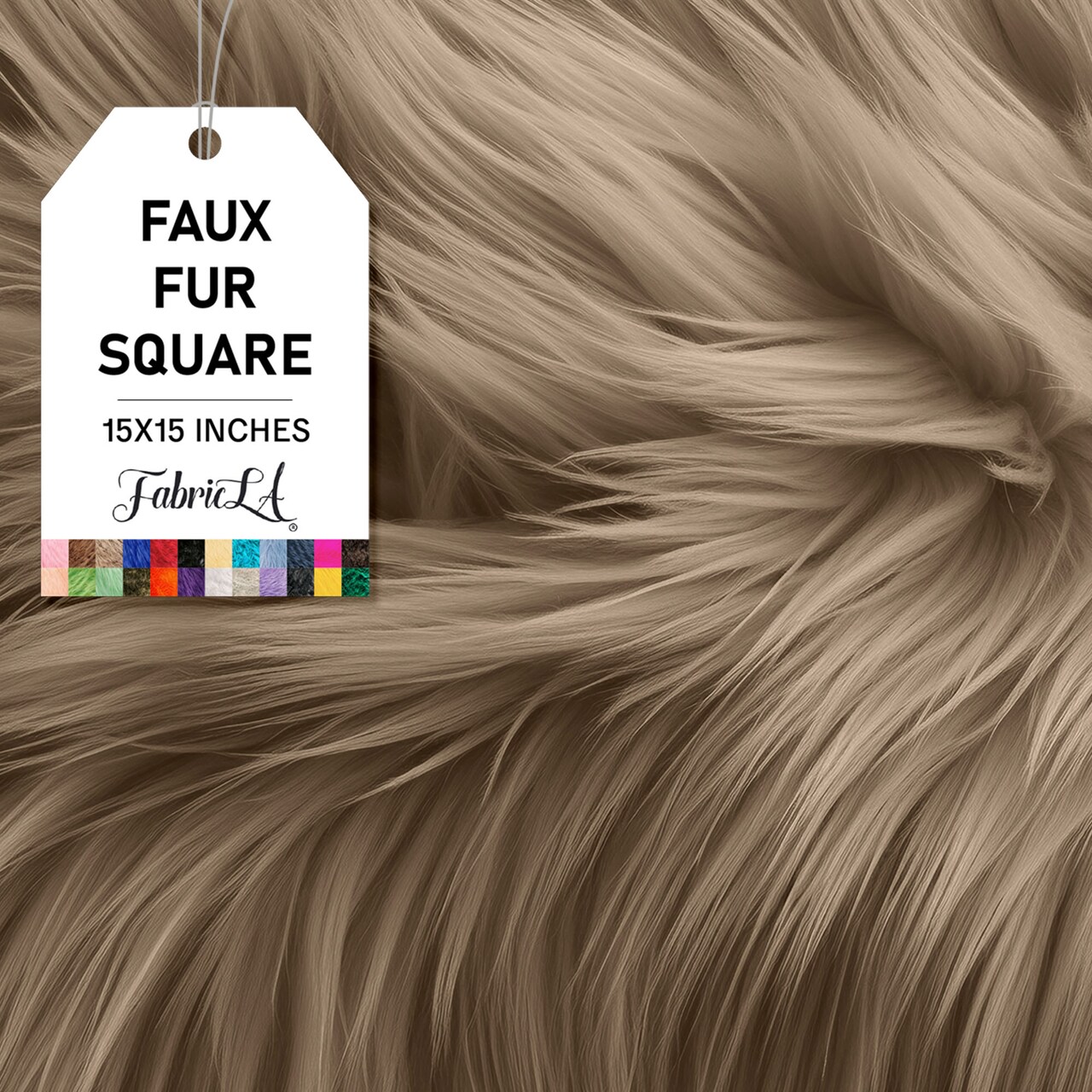 FabricLA | Faux Fur Fabric Square | 15" X 15" Inch Wide Pre-Cut Shaggy | Fake Fur Fabric | DIY, Craft Fur Decoration, Fashion Accessory, Hobby | Beige
